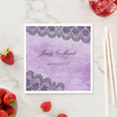 Black Lace Paars Gothic Wedding Paper Servet (Insitu)