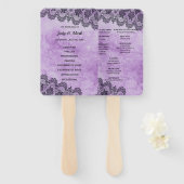 Black Lace Paars Gothic Wedding Programme Handwaaier (Voorkant en achterkant)