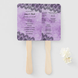 Black Lace Paars Gothic Wedding Programme Handwaaier