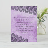 Black Lace Paars Gothic Wedding Rehearsal Dinner Kaart (Staand voorkant)