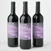 Black Lace Paars Gothic Wedding Wine Labels Wijn Etiket (Flessen)