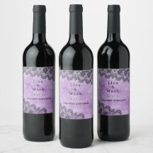 Black Lace Paars Gothic Wedding Wine Labels