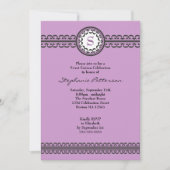 Black Lace Paars Monogram Sweet 16 Uitnodiging (Voorkant)