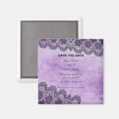 Black Lace Paarse Gothic Wedding Save the Date Magneet (Voorkant / Achterkant)