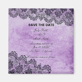 Black Lace Paarse Gothic Wedding Save the Date Magneet (Voorkant)