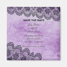 Black Lace Paarse Gothic Wedding Save the Date Magneet