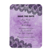 Black Lace Paarse Gothic Wedding Save the Date Magneet (Verticaal)