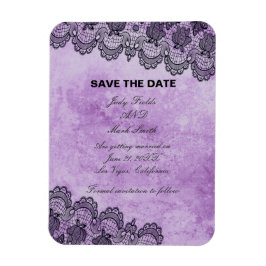 Black Lace Paarse Gothic Wedding Save the Date Magneet