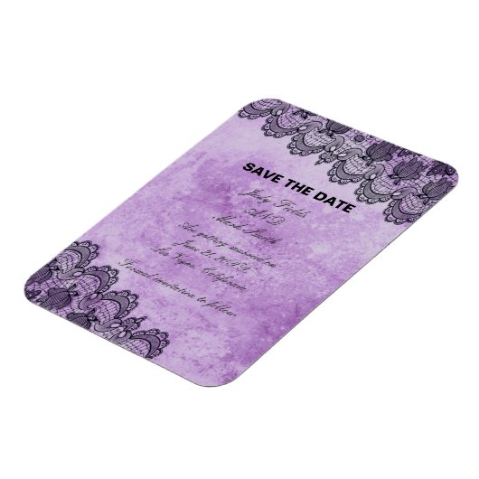 Black Lace Paarse Gothic Wedding Save the Date Magneet (Linkerzijde)