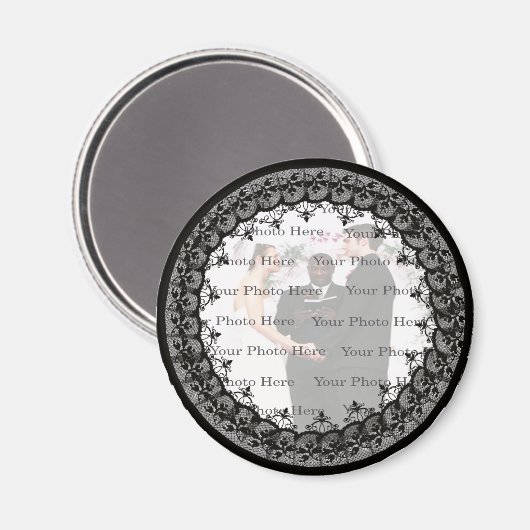 Black Lace Photo Round Magnet (Voorkant / Achterkant)