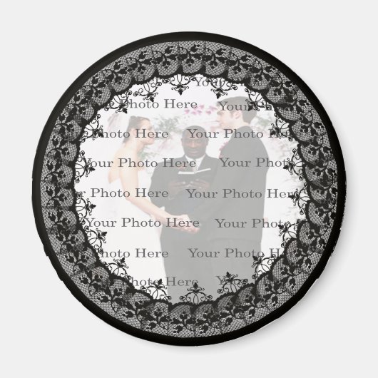 Black Lace Photo Round Magnet (Voorkant)