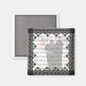 Black Lace Photo Square Magnet (Voorkant / Achterkant)