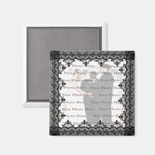 Black Lace Photo Square Magnet (Voorkant / Achterkant)