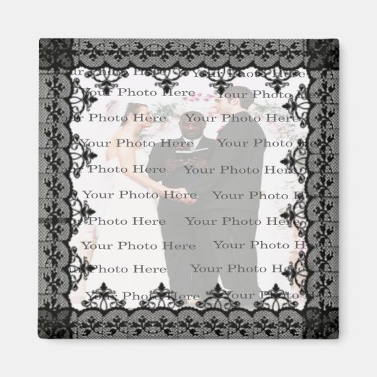 Black Lace Photo Square Magnet (Voorkant)