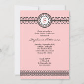 Black Lace Pink Monogram Sweet 16 Uitnodiging (Voorkant)