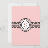 Black Lace Pink Monogram Sweet 16 Uitnodiging (Achterkant)