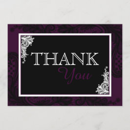 Black Lace Plum Modern Gothic Dank u Bedankkaart