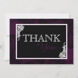 Black Lace Plum Modern Gothic Dank u Bedankkaart