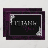 Black Lace Plum Modern Gothic Dank u Bedankkaart (Voorkant / Achterkant)