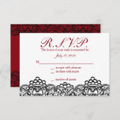 Black Lace-responskaarten RSVP Kaartje (Voorkant / Achterkant)