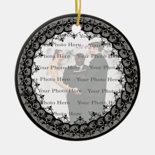 Black Lace Round Ornament (Voorkant)