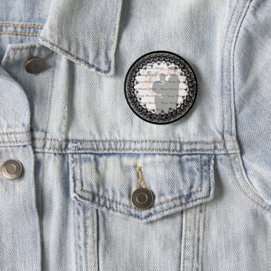 Black Lace Round Photo Button (In situ)