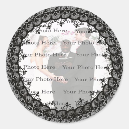 Black Lace Round Photo Stickers (Voorkant)