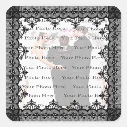 Black Lace Square Foto-Stickers Vierkante Sticker (Voorkant)