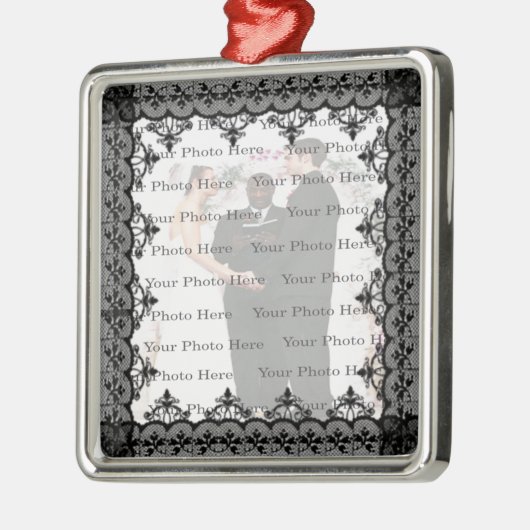 Black Lace Square Silver Ornament (Links)