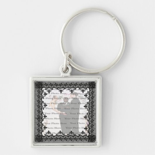 Black Lace Square Silver Sleutelhanger (Voorkant)