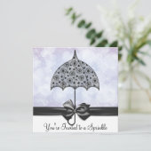 Black Lace Umbrella Paarse Baby Sprinkle Shower Kaart (Staand voorkant)