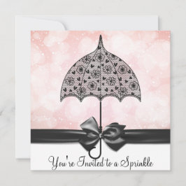 Black Lace Umbrella Pink Baby Sprinkle Baby shower Kaart