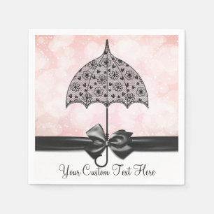Black Lace Umbrella Pink Shower Napkins Servet