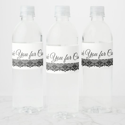Black Lace Water Bottle Labels for Wedding Waterfles Etiket (Flessen)