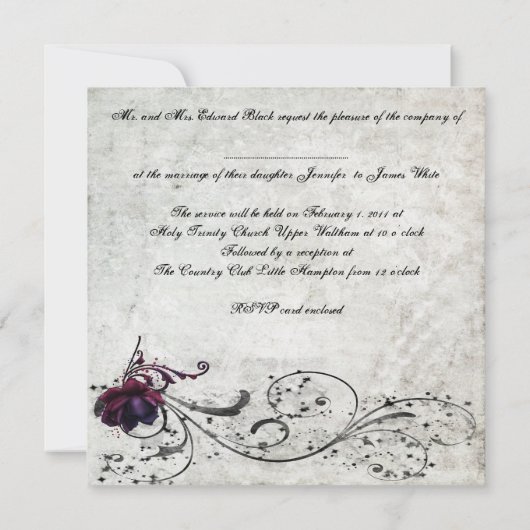 Black Lace Wedding Save the Date (Achterkant)