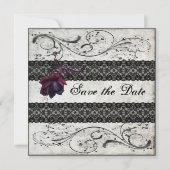 Black Lace Wedding Save the Date (Voorkant)