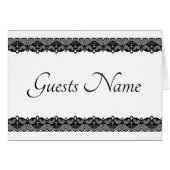Black Lace Wedding Seding Blank Guests Name Card (Voorkant Horizontaal)