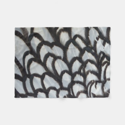 Black Laced Wyandotte Chicken Feather Fleece Deken (Voorkant (Horizontaal))