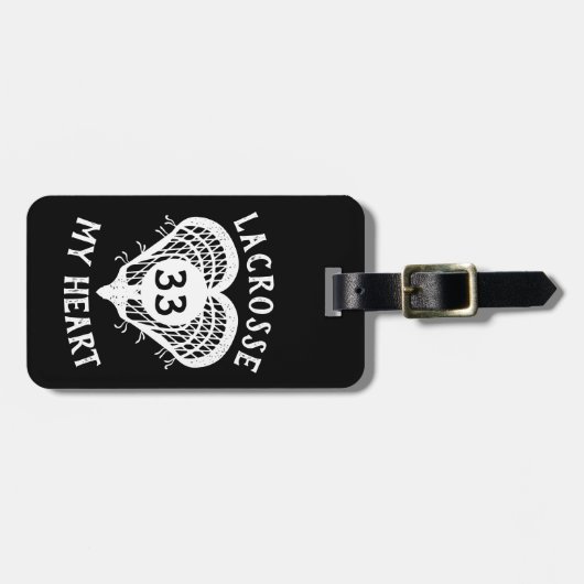Black Lacrosse My Heart Bagagelabel (Voorkant horizontaal)