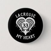 Black Lacrosse My Heart Button (Voorkant)