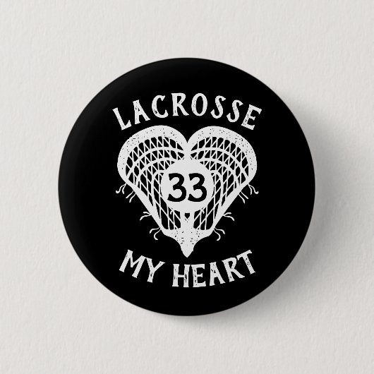 Black Lacrosse My Heart Button (Voorkant)