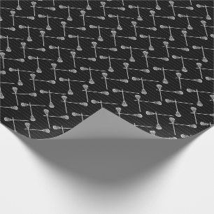 Black Lacrosse White Sticks gepatterd Cadeaupapier