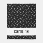 Black Lacrosse White Sticks gepatterd Fleece Deken (Voorkant)