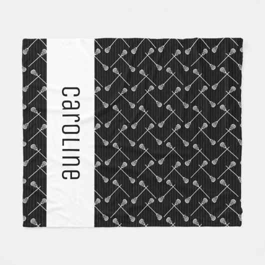 Black Lacrosse White Sticks gepatterd Fleece Deken (Voorkant (Horizontaal))