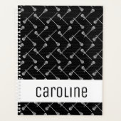 Black Lacrosse White Sticks gepatterd Planner (Voorkant)