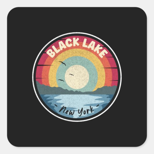 Black Lake New York Colorful Scene Vierkante Sticker (Voorkant)