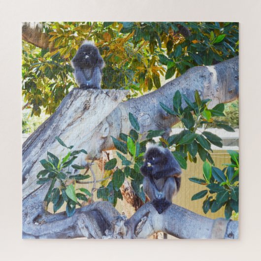 Black Langur Monkeys Eating, Jigzaag Puzzle Legpuzzel (Verticaal)