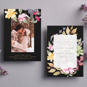 Black Large Floral Lijst Waterverf Wedding Foto Save The Date