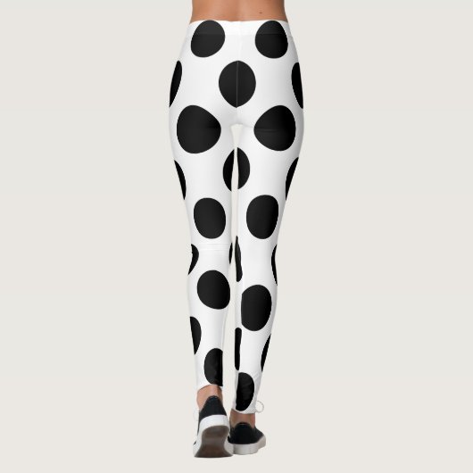 Black Large Polka Dots Pattern Leggings (Achterkant)