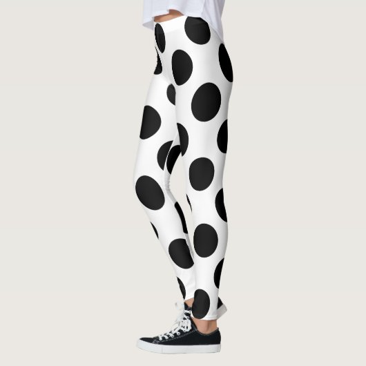 Black Large Polka Dots Pattern Leggings (Links)